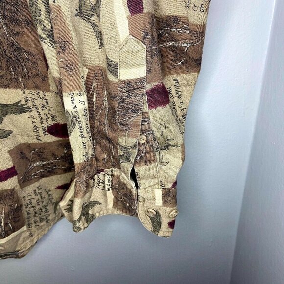 WOOLRICH Original Outdoor Button Down Shirt Mens Size XL Sage Birds Trees Cotton - Picture 7 of 10
